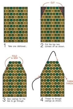 instructions to make an origami house with green and gold circles on the front