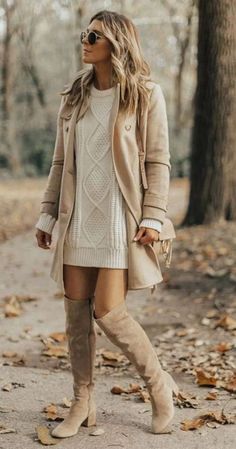 Fall Outfit With Boots, Ootd Instagram, Below The Knee Dresses, High Boots Outfit, Perfect Fall Outfit, Stylish Fall Outfits, Elegante Casual, فستان سهرة