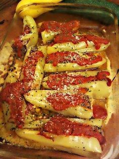 pasta with sauce and cheese in a casserole dish