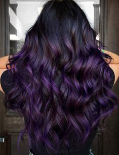 Dark Violet Hair, Violet Hair Colors, Hair Color Plum, Dark Purple Hair, Black Hair Balayage