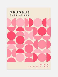 Pink Semi Circles Bauhaus Poster - 30x40cm Bauhaus Graphic, Bauhaus Poster, Creative Poster, Bauhaus Design, Pink Posters, White Poster, Pink Design, Design Typography, Black And White Abstract