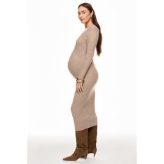 Brown (46% Acrylic, 45% Nylon, 5% Wool, 4% Elastane). Casual Dresses. Boat Neck. Long Sleeve. Pull On. Shoulder to Hemline Length: 48". Imported. Knit Maternity Dress, Boat Neck Long Sleeve, Rent The Runway, Maternity Dress, Maternity Dresses, Boat Neck, Casual Dresses, Wool, Knitting