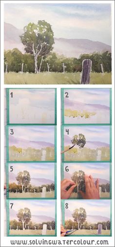 step by step instructions on how to paint trees