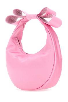 Pink Satin Small Cadeau Handbag from Mach & Mach Pink Top Handle Bucket Bag For Evening, Pink Evening Baguette Tote Bag, Chic Pink Hobo Bag For Evening, Elegant Evening Bag With Loop Closure, Chic Pink Evening Hobo Bag, Elegant Evening Bags With Loop Closure, Pink Hobo Bag With Removable Pouch For Evening, Pink Top Handle Hobo Bag For Evening, Evening Baguette Bag With Handles