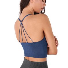 PRICES MAY VARY. Designed for low impact workout or everyday wear. SEAMLESS RIBBED FABRIC: Skin-friendly and soft rib-like texture, 4-way stretch fabric made with a seamless knitting technology for a comfortable, form-hugging fit. ADJUSTABLE STRAP & V NECK: Sexy V-neckline with adjustable stretch straps for a customizable fit; The delicate straps in the back add extra flare REMOVABLE PADS: Built in removable padding for a customizable fit that offers light support, the bra cups can be easy to pu Supportive Breathable Seamless Sports Bra, Medium Support Seamless Sports Bra For Workout, Breathable High Stretch Seamless Sports Bra, Seamless Sports Bra For Yoga, Seamless Sports Bra For Workout Season, Supportive Seamless Activewear For Pilates, Solid Color Workout Sports Bra In Seamless Fabric, Seamless Yoga Sports Bra, Sporty Seamless Sports Bra For Pilates