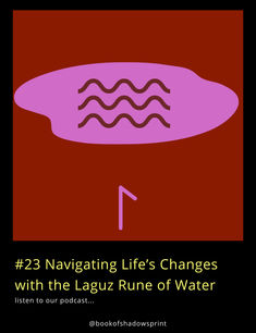 a pink object with the words navigating life's changes with the lazu rune of water