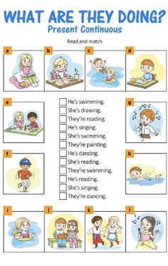 a printable worksheet with pictures of children doing different things