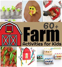 a collage of farm activities and crafts for kids to do with their own hands