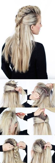 Summer Hair Tutorials, Five Minute Hairstyles, Fishtail Braid, Faux Hawk, Edgy Hair, Half Up Hair, Hair Envy, Half Up