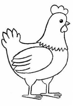 a black and white drawing of a chicken