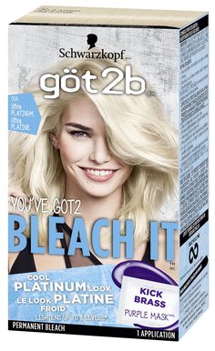 PRICES MAY VARY. Lightens hair up to 8 levels Gel formula for easy application Includes an anti-brass purple mask Icy cool platinum for head-turning looks We recommend this shade for hair colors ranging from light blonde to medium brown Lighten Hair Naturally, Schwarzkopf Got2b, How To Lighten Hair, Cool Blonde, Permanent Hair Dye, Hair Color For Women, Permanent Hair Color, Care Hair, Smooth Hair