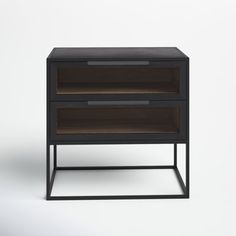 a black and brown nightstand with two drawers