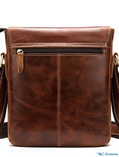 OrcaJump - Mens Cowhide Leather Shoulder Laptop Messenger Crossbody Bag - Dark Coffee Brown Travel Shoulder Bag With Coin Pocket, Brown Shoulder Bag With Coin Pocket For Travel, Rectangular Brown Shoulder Bag For Everyday, Brown Rectangular Shoulder Bag For Everyday, Brown Crossbody Briefcase With Zipper Pocket, Brown Shoulder Bag With Coin Pocket For Business, Brown Shoulder Bag With Coin Pocket For Daily Use, Brown Business Satchel With Zipper Pocket, Daily Use Brown Shoulder Bag With Coin Pocket