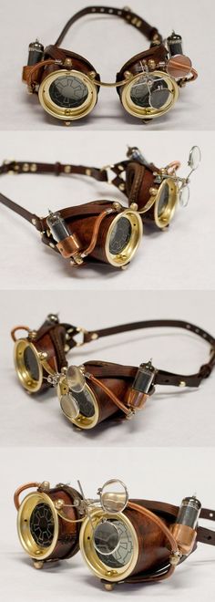 Ocular Enhancers - Steampunk Goggles by CraftedSteampunk on deviantART Steam Punk Diy, Steampunk Glasses, Moda Steampunk, Steampunk Gadgets, Futurisme Retro, Art Steampunk, Dark Materials, Steampunk Goggles