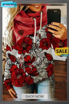 Red Patchwork Printed Long Sleeve Sweatshirt Red Long Sleeve Sweatshirt, Red Patchwork Long Sleeve Hoodie, Red Long Sleeve Hoodie With Patchwork, Spring Crew Neck Patchwork Hoodie, Red Cotton Sweatshirt For Spring, Red Patchwork Sweater For Fall, Red Cotton Spring Sweatshirt, Spring Red Cotton Sweatshirt, Fall Red Patchwork Sweater