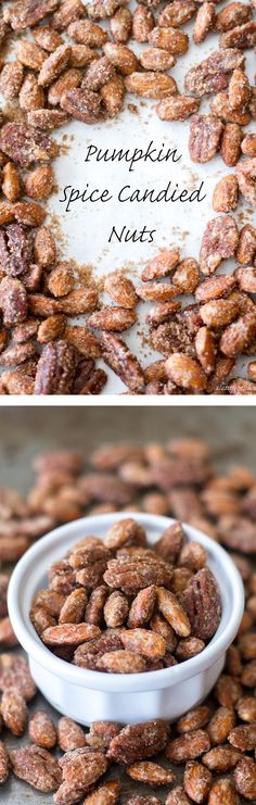 pumpkin spice roasted nuts in a white bowl