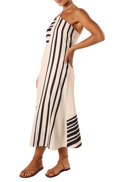 Vertical and horizontal stripes embolden the look of an A-line halter dress that's sure to stand out from the crowd. Ties at neck Halter neck Lined 100% polyester Hand wash, line dry Imported Stand Out From The Crowd, Horizontal Stripes, Nordstrom Dresses, Halter Neck, Halter Dress, A Line, Hand Wash, Stripes, Nordstrom