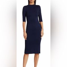 Almost New/ Wore Once/ Navy Blue/ Size Medium Flattering Blue Midi Dress, Flattering Blue Evening Dress, Blue Midi Length Dress, Flattering Midi Length Blue Dress, Flattering Formal Blue Dress, Flattering Blue Formal Dress, Formal Blue Flattering Dress, Alice Olivia, Colorful Dresses