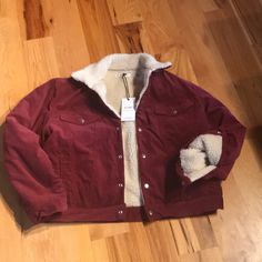 Brand New With Tags....Never Worn... Re/Done ...Jacket... Jacket Is Sold Out Everywhere It’s Functional And Stylish And Perfect For The Season.. Size L Cheap Red Cozy Outerwear, Purple Cotton Outerwear With Pockets, Levis Red Cordory Jacket, Purple Cotton Outerwear With Button Closure, Fall Single-breasted Corduroy Outerwear, Corduroy Sherpa Jacket, Red Corduroy Jacket, Red Fleece-lined Outerwear For Outdoor, Sherpa Jacket