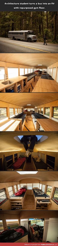 an aerial view of the inside of a house with multiple windows and furniture in it