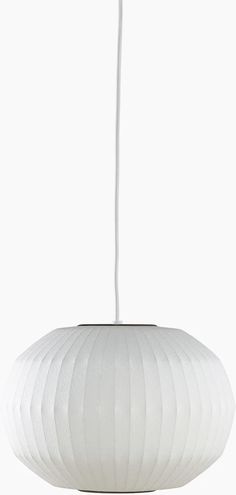 a white light hanging from a ceiling fixture with a cord in the middle of it