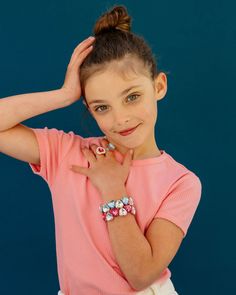 Heart Skip a Beat? These Sparkles Will Do That! Wear your heart on your sleeve… or rather, your wrist and fingers! This set is all about showing off your big love with big, heart-shaped gems. The set comes with two bracelets and two rings—one set is pink and the other is blue. Perfect for sharing with a super friend or stacking them all for a doubly delicious look. We think you’ve got a heart of sparkles! All items come in our yellow gift box or signature packaging. Our rings are all size 4 and Playful Pink Jewelry With Heart Charm, Party Bracelet With Heart Beads, Pink Heart Bracelet For Parties, Heart Beads Bracelet For Party, Heart Beads Bracelet Jewelry For Party, Heart Beads Bracelet For Parties, Playful Heart Jewelry For Valentine's Day, Playful Heart Charm Jewelry For Valentine's Day, Cute Heart-shaped Jewelry For Friendship