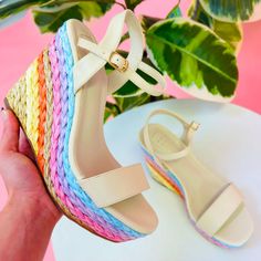 Nwob. The Jacinta Espadrille Sandals Are Crafted From Soft Faux Leather And Rest On Colorful Raffia-Covered Platforms. Let The Sunshine Into Any Outfit With This Rainbow-Hued Pair. Sz. 8. No Trades. Multicolor Espadrille Sandals For Vacation, Multicolor Espadrille Sandals For Summer, Multicolor Espadrille Sandals For Beach, Multicolor Espadrille Sandals With Round Toe, Multicolor Synthetic Wedge Sandals With Low Heel, Multicolor Wedge Heel Espadrilles For Summer, Multicolor Summer Espadrilles With Woven Sole, Multicolor Wedge Heel Sandals With Woven Sole, Multicolor Open Toe Espadrilles