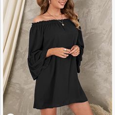 Zanzea Women's Sexy Off Shoulder Bohemian Chiffon Ruffle Sleeve Blouse Mini Dress Loose Casual Dresses Sundress Brand New From Amazon Black Chiffon Mini Dress For Beach, Off-shoulder Black Mini Dress For Beach, Black Off-shoulder Beach Mini Dress, Black Off-shoulder Mini Dress For Beach, Bohemian Off-shoulder Mini Dress For Party, Black Off-shoulder Mini Dress For Vacation, Casual Chiffon Mini Dress For Night Out, Bohemian Black Mini Dress For Brunch, Bohemian Flowy Mini Dress For Night Out