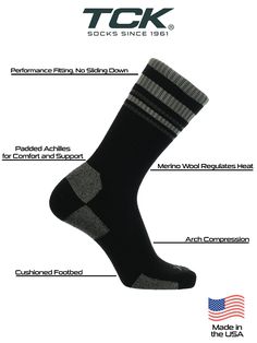 Product Features DESIGNED FOR PERFORMANCE: Lightweight wool socks breathe easily. A full cushion footbed means all day comfort. Reinforced padded cushion in the foot and Achilles provides durability and extra protection in your boots and shoes. Lightweight wool socks are versitile and can be used for many outdoor activities such as hiking, mountain biking (MTB), trail running, cycling, camping, golfing & more! Wool socks are a great gift idea for the outdoor enthusiast, hikers, Christmas, birthd Gray Sports Socks For Winter, Gray Sweat-resistant Socks, Comfortable Sweat-resistant Gray Socks, Durable Comfortable Socks For Outdoor, Comfortable Durable Socks For Outdoor, Comfortable Slip-resistant Functional Socks, Comfortable Fade-resistant Gray Socks, Black Winter Outdoor Socks, Black Outdoor Winter Socks