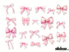 Add a touch of girly charm to your life with our Pink Coquette Bows sticker set. This adorable collection includes 18 stickers featuring different styles and sizes of pink bows, perfect for adding a cute and playful touch to any surface. Whether you're decorating your planner, laptop, journal or phone case, these stickers are sure to bring a sweet and feminine vibe to your everyday essentials.  Crafted from premium vinyl, these high-quality stickers are not only easy to apply but also leave no s Roses Coquette, Cute Iphone Wallpaper Tumblr, Coquette Bows, Print Design Art, Pink Coquette, Pink Bows, Printable Stickers, Pink Ribbon, Everyday Essentials