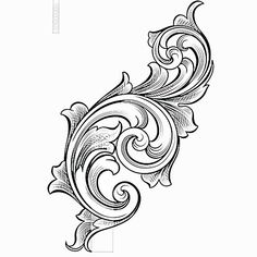 an ornate design with swirls and leaves