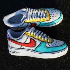 ad eBay - Nike Air Force 1 Custom Hand Painted Shoes Retro Comic Graffiti Cartoon Art Mens - Buy Now, click the link (eBay) Zapatillas Nike Air Force, Shoe Artwork, Customised Clothes, All White Sneakers, Cartoon Orange, Painted Nikes, Nike Air Force 1 Custom, White Air Forces, Nike Shoes Air Force