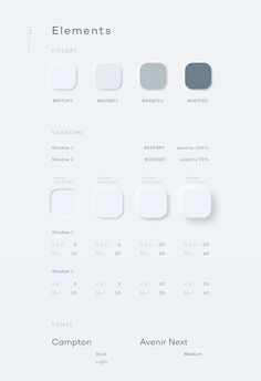 the different shades of paint are shown in this graphic design tool sheet, which includes white and gray colors