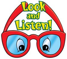 the words look and listen are in red glasses