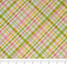 an image of a plaid pattern on a white background with green, pink and yellow colors