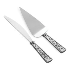 two knives and a fork on a white background