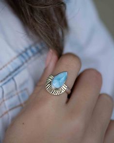 K Necklace, Surf Jewelry, Closet Wishlist, Metal Smithing, Tooth Gem, Clothing Aesthetic, Larimar Ring, Larimar Rings, Ring Making