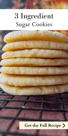 These 3 Ingredient Sugar Cookies are on the list of my top 3 favorite cookies ever. This recipe is so simple, with ingredients you probably have on hand. This cookie is chewy on the inside, but crispy on the edges. 4 Ingredient Cookies Chocolate Chips, 2 Ingredient Palmier Cookies, 3 Ingredient Gluten Free Cookies, Gluten Free Cookies Easy 3 Ingredients, Minimal Ingredient Cookies, Simple Cookie Recipe 3 Ingredients, 3 Ingredient Desserts Easy, Easy Baking Recipes 3 Ingredients, 3 Ingredient Cookie Recipes