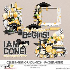 graduation digital scrapbook pager templates for teachers and students to use on their projects