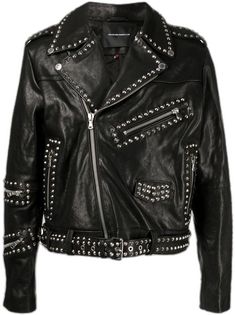 Black Studded Leather Jacket, Black Shearling Jacket, Stolen Girlfriends Club, Cropped Biker Jacket, Womens Black Leather Jacket, Cafe Racer Jacket, Studded Leather Jacket, Metallic Jacket, Studded Jacket