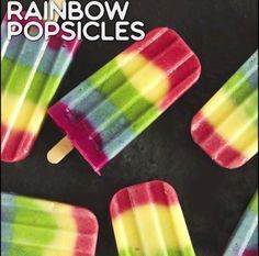 rainbow popsicles on a black background with the title overlay reads, rainbow popsicles