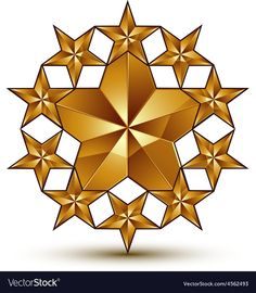 an abstract golden ornament with many small stars on the top and bottom side