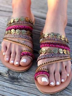 Boho Mode, Estilo Hippie, Boho Sandals, Handmade Sandals, Mode Boho, Bohol, Greek Style, Greek Sandals, Sarah Jessica Parker