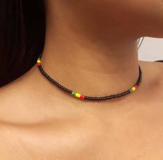 Rasta Beaded Necklace, Rasta Necklace, Ethiopian Jewelry, Red Choker, Mens Beaded Necklaces, Beaded Necklace Designs, Boho Choker, African Necklace, Crystal Choker