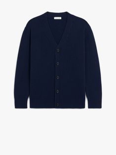 navy blue wool-cashmere blend knitted construction V-neck long sleeves front button fastening ribbed cuffs and hem Navy Blue Cardigan Outfit, Mlp Redesigns, Shameless Dr, Thrift Wishlist, Navy Blue Cardigan, Cardigan Oversized, Coastal Granddaughter, Navy Cardigan, Blue Cardigan