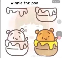 an image of two cartoon bears with ice cream on their faces and one bear holding a donut