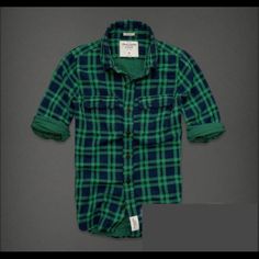 Nwt Abercrombie & Fitch A&F Classic Plaid Shirt All Items Ship From A Smoke And Pet Free Home Green Cotton Flannel Shirt For Spring, Green Relaxed Fit Winter Shirt, Green Relaxed Fit Shirt For Winter, Spring Green Cotton Flannel Shirt, Green Collared Flannel Shirt For Fall, Green Collared Shirt For Fall, Classic Green Flannel Shirt For Fall, Green Long Sleeve Shirt For Winter, Green Long Sleeve Winter Shirt