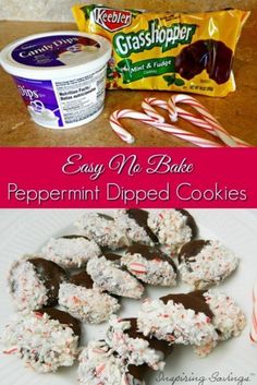 easy no bake peppermint dipped cookies