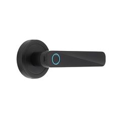 an image of a black door handle with blue light on the front and back side