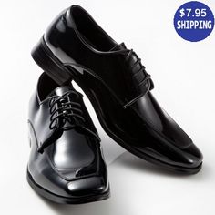 Tuxedo Shoes Patent Leather Black Moc Square Toe - Mens Sleek Patent Leather Dress Shoes For Business, Fitted Plain Toe Dress Shoes For Party, Sleek Patent Leather Dress Shoes, Black Glossy Finish Dress Shoes With Plain Toe, Sleek Fitted Patent Leather Dress Shoes, Black Glossy Finish Plain Toe Dress Shoes, Sleek Black Fitted Dress Shoes, Sleek Fitted Black Dress Shoes, Sleek Black Dress Shoes